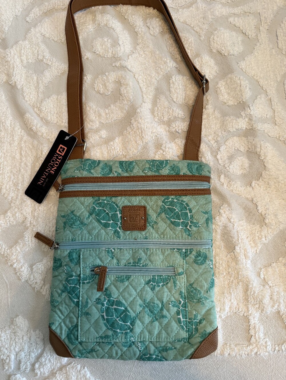 Sea Turle Seafoam Quilted Crossbody Bag.